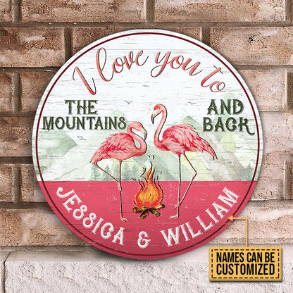Personalized Camping Flamingo I Love You Customized Wood Circle Sign