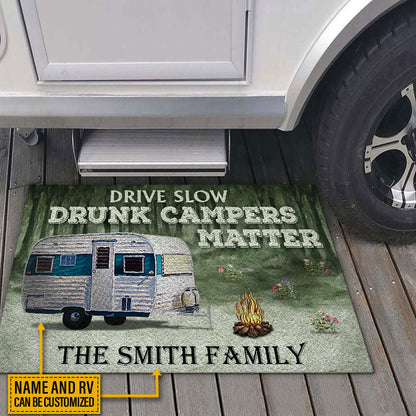 Personalized Camping Forest Drunk Camper Matter Custom RV Customized Doormat