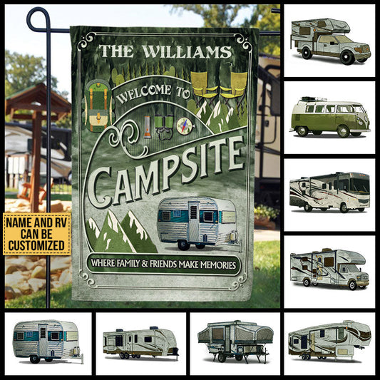 Personalized Camping Forest Welcome To Campsite Custom Flag