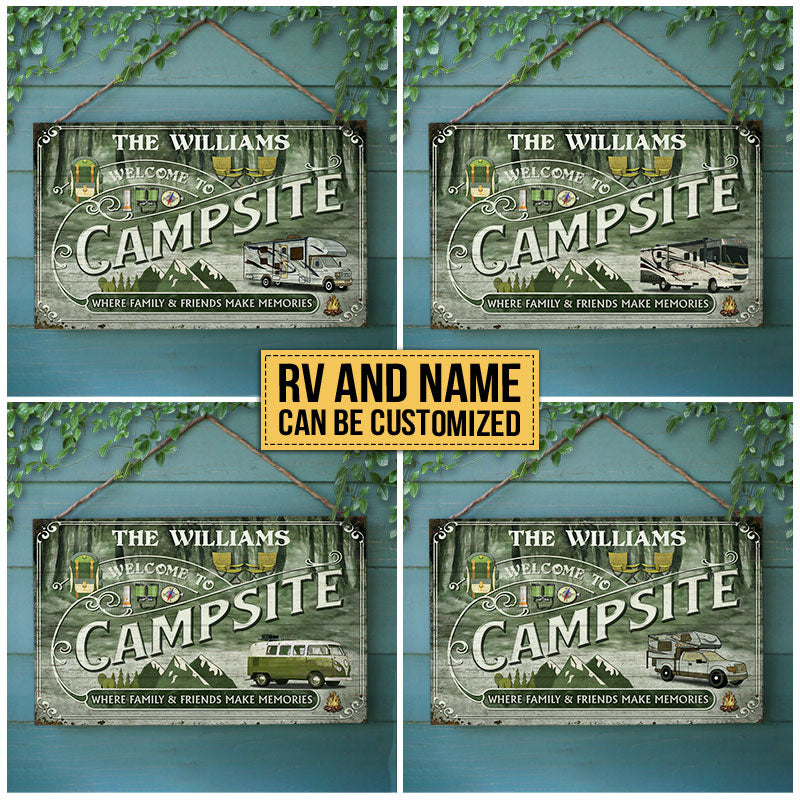 Personalized Camping Forest Welcome To Campsite Custom Wood Rectangle Sign