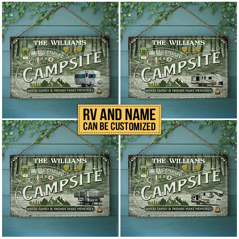 Personalized Camping Forest Welcome To Campsite Custom Wood Rectangle Sign