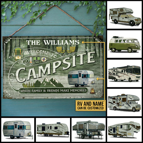 Personalized Camping Forest Welcome To Campsite Custom Wood Rectangle Sign
