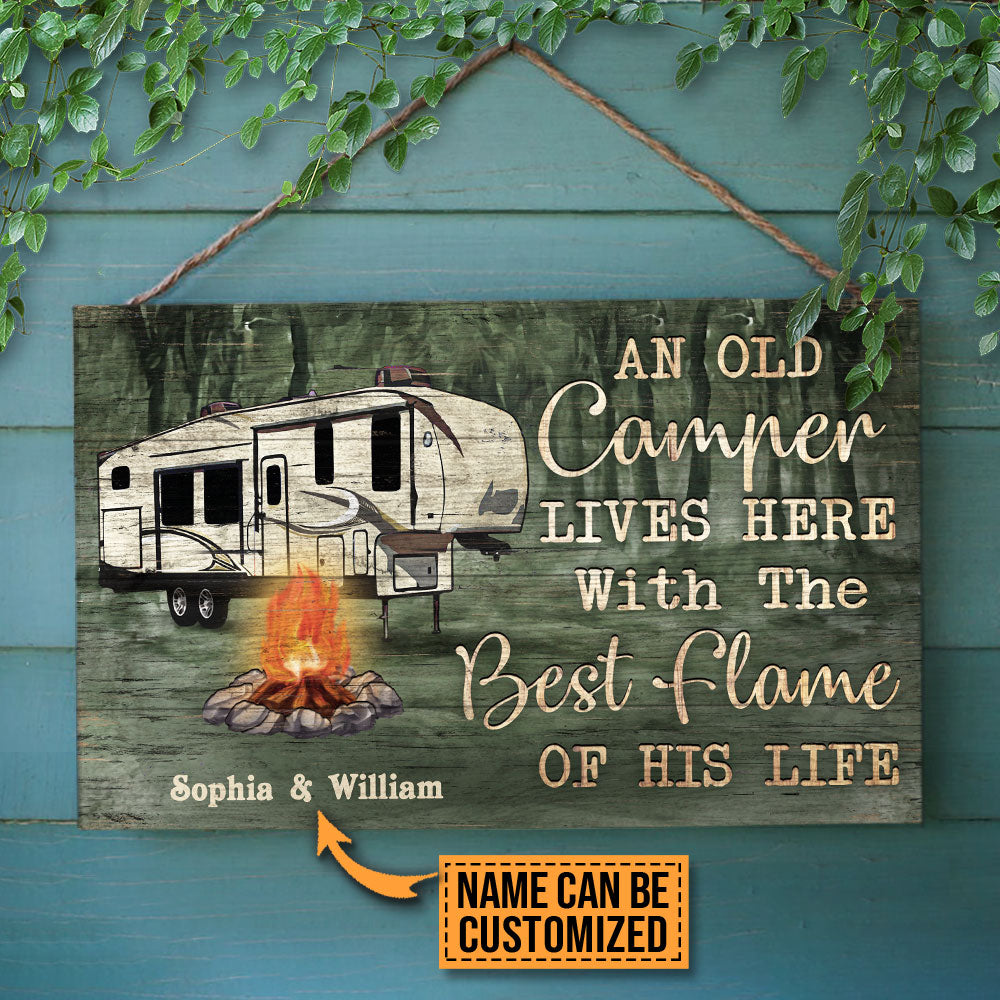 Personalized Camping Green 5th Wheels An Old Camper Customized Wood Rectangle Sign