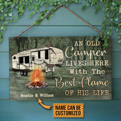 Personalized Camping Green 5th Wheels An Old Camper Customized Wood Rectangle Sign