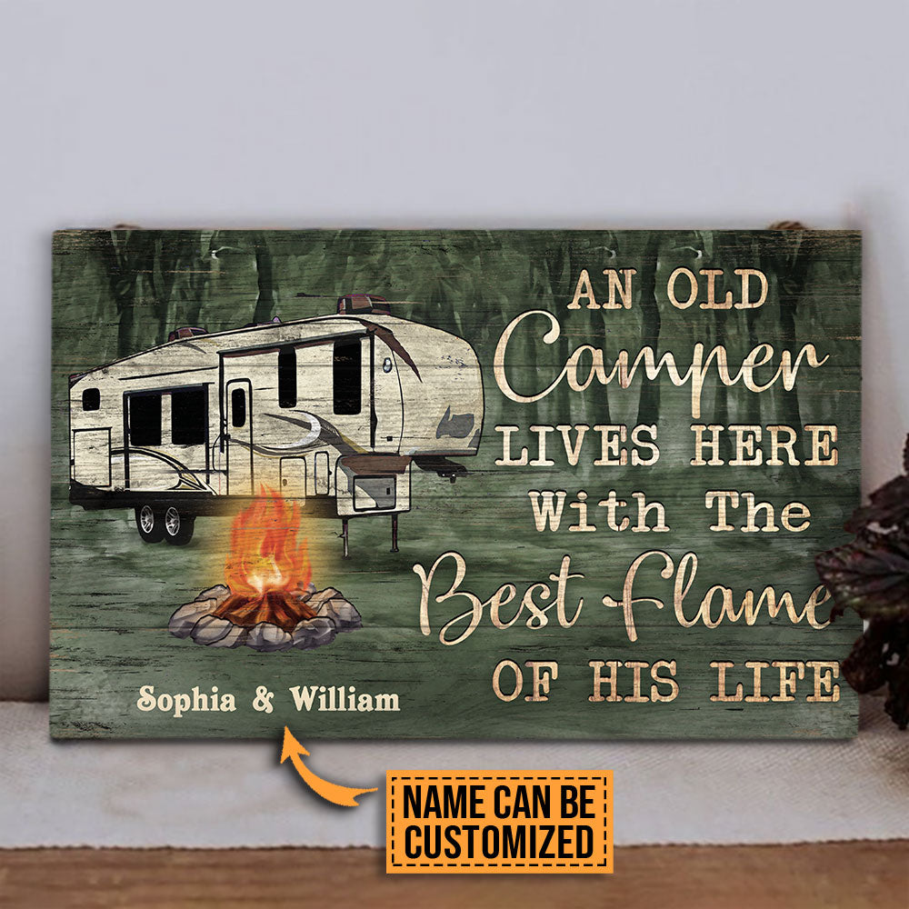 Personalized Camping Green 5th Wheels An Old Camper Customized Wood Rectangle Sign