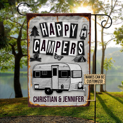 Personalized Camping Happy Campers Sketch Custom Flag