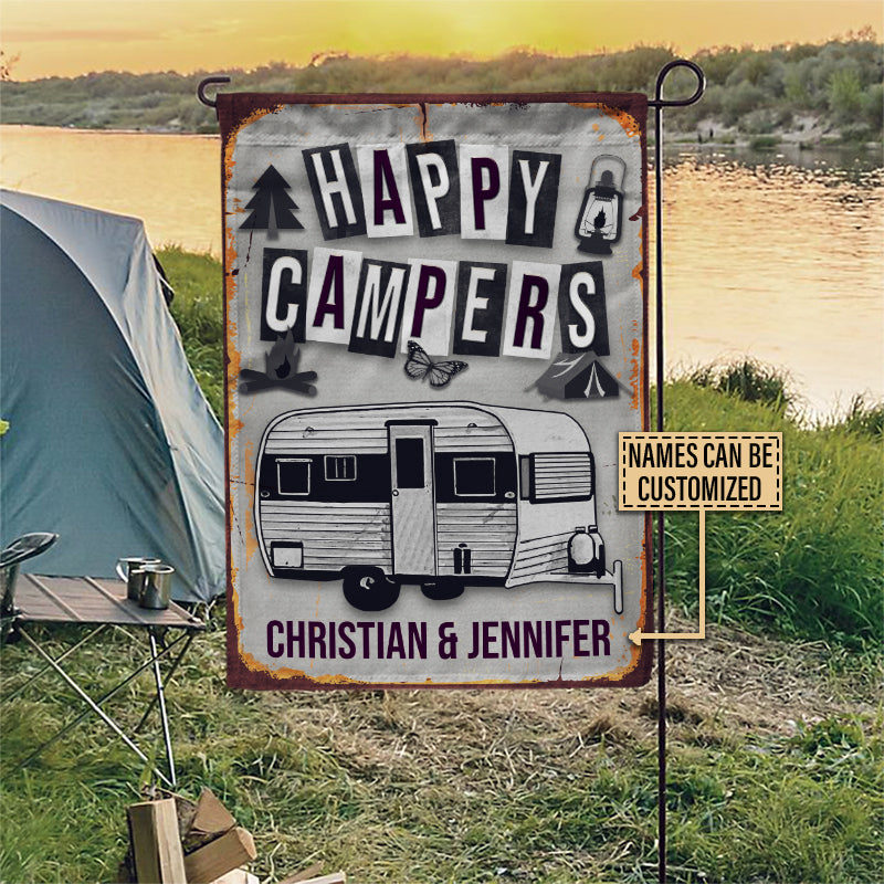 Personalized Camping Happy Campers Sketch Custom Flag