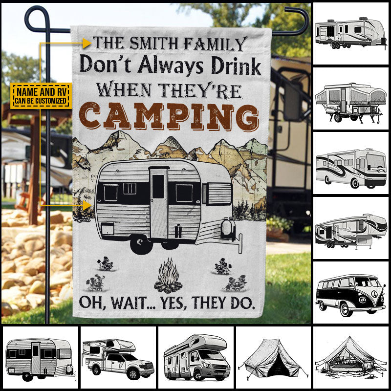 Personalized Camping Map Always Drink Customized Flag