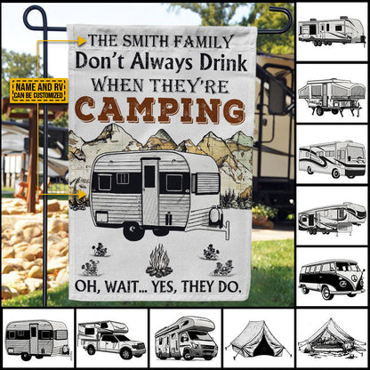 Personalized Camping Map Always Drink Customized Flag