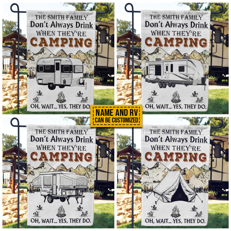Personalized Camping Map Always Drink Customized Flag