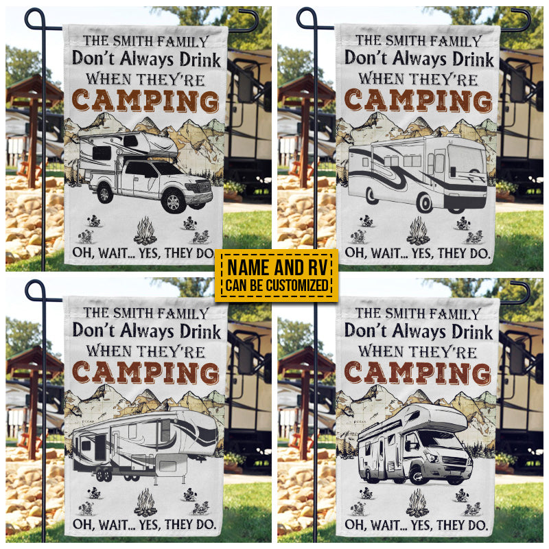 Personalized Camping Map Always Drink Customized Flag