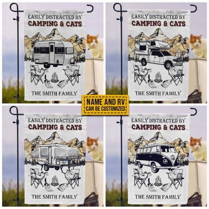 Personalized Camping Map Cat Easily Distracted Customized Flag