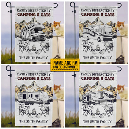 Personalized Camping Map Cat Easily Distracted Customized Flag