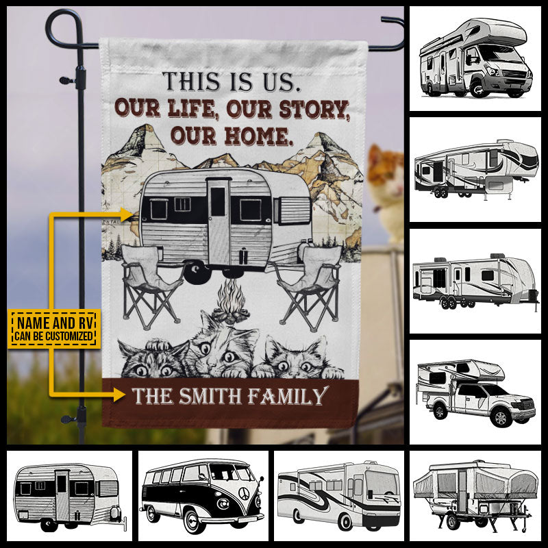 Personalized Camping Map Cat Our Home Customized Flag