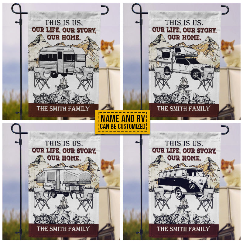 Personalized Camping Map Cat Our Home Customized Flag
