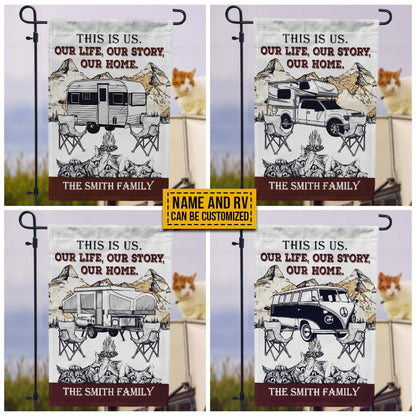 Personalized Camping Map Cat Our Home Customized Flag