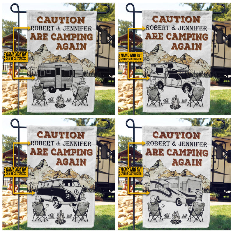 Personalized Camping Map Caution Again Customized Flag