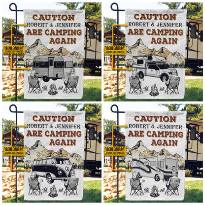 Personalized Camping Map Caution Again Customized Flag