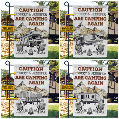 Personalized Camping Map Caution Again Customized Flag