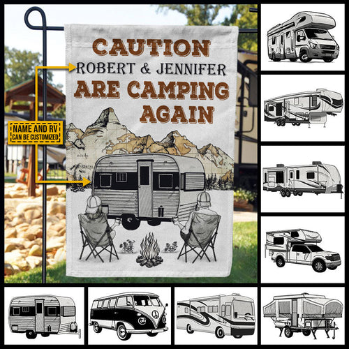 Personalized Camping Map Caution Again Customized Flag