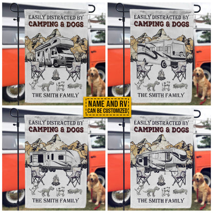 Personalized Camping Map Dog Easily Distracted Customized Flag