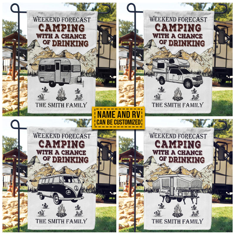 Personalized Camping Map Forecast Drinking Customized Flag