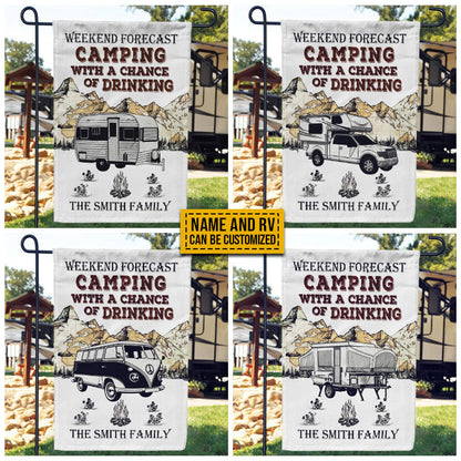 Personalized Camping Map Forecast Drinking Customized Flag
