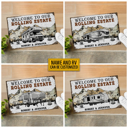 Personalized Camping Map Rolling Estate Customized Doormat