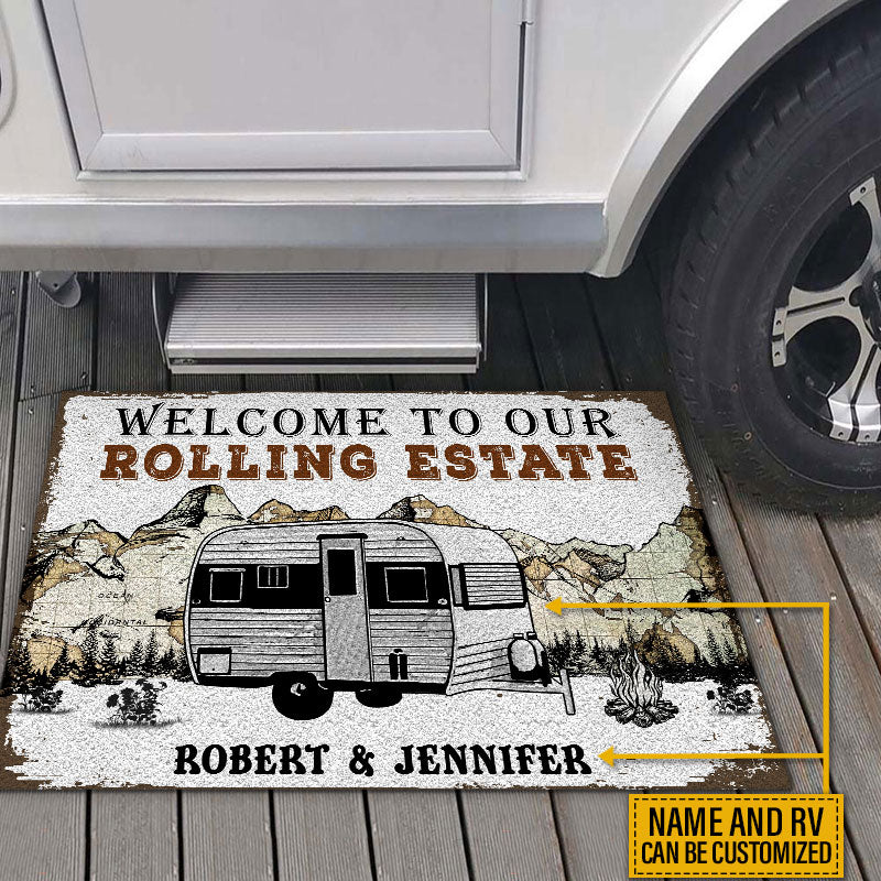 Personalized Camping Map Rolling Estate Customized Doormat