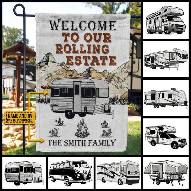 Personalized Camping Map Rolling Estate Customized Flag