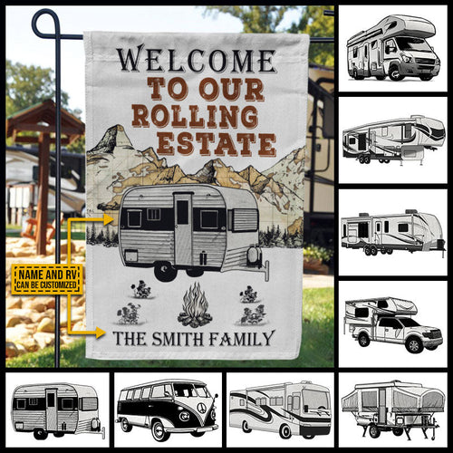 Personalized Camping Map Rolling Estate Customized Flag