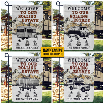 Personalized Camping Map Rolling Estate Customized Flag