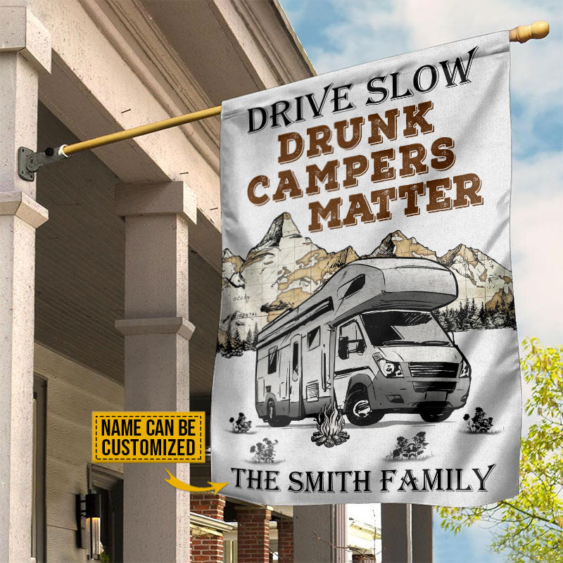 Personalized Camping Motorhome Drunk Matter Customized Garden Flag