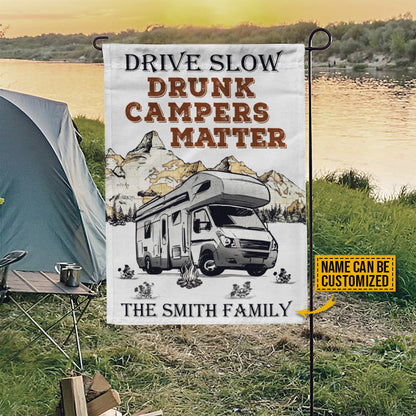 Personalized Camping Motorhome Drunk Matter Customized Garden Flag