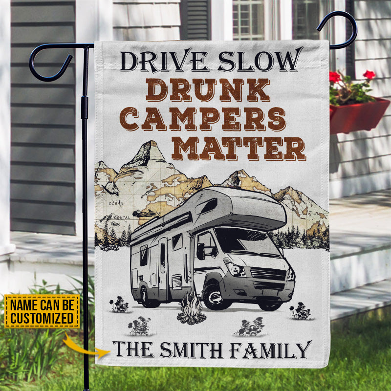 Personalized Camping Motorhome Drunk Matter Customized Garden Flag