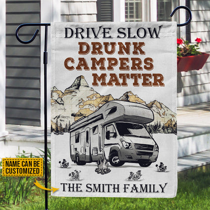 Personalized Camping Motorhome Drunk Matter Customized Garden Flag