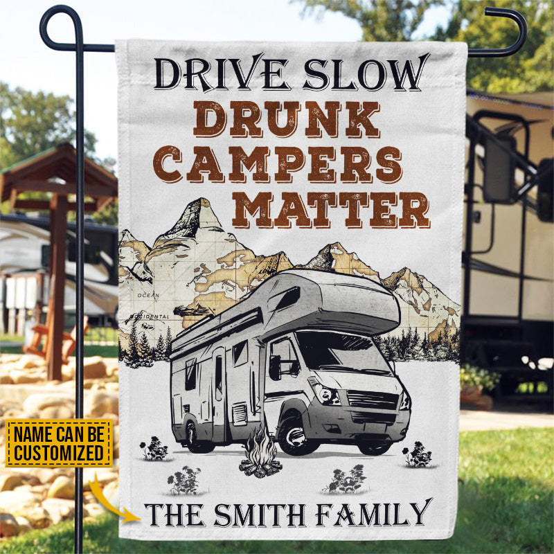 Personalized Camping Motorhome Drunk Matter Customized Garden Flag