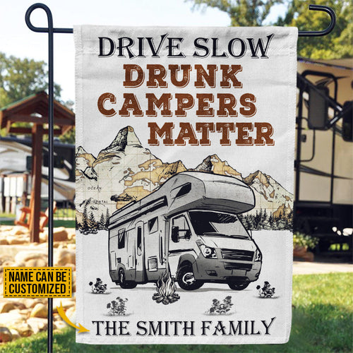 Personalized Camping Motorhome Drunk Matter Customized Garden Flag