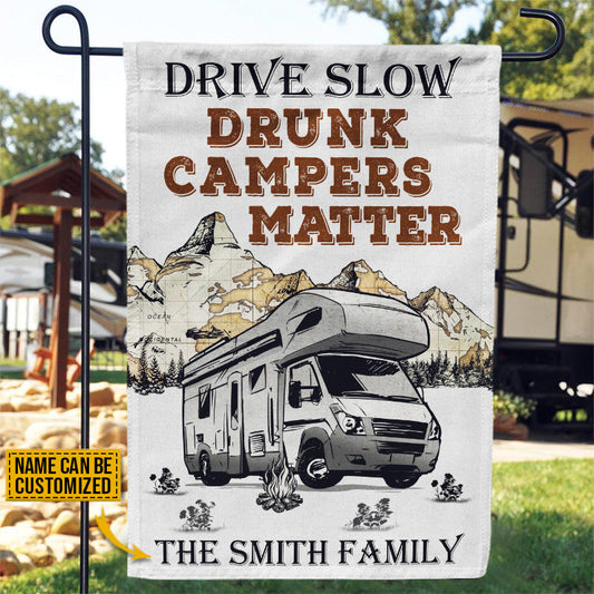 Personalized Camping Motorhome Drunk Matter Customized Garden Flag