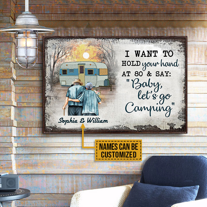 Personalized Camping Old Couple Hold Your Hand Custom Poster