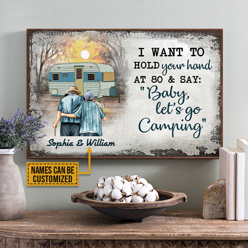 Personalized Camping Old Couple Hold Your Hand Custom Poster