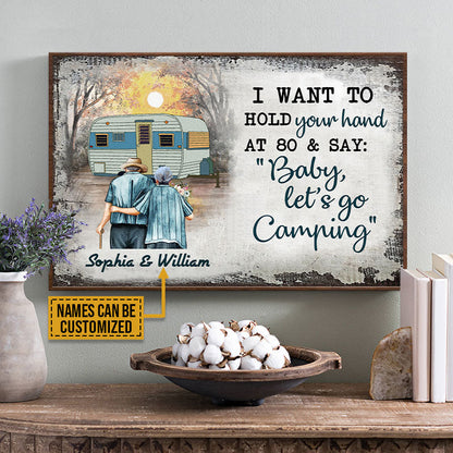 Personalized Camping Old Couple Hold Your Hand Custom Poster