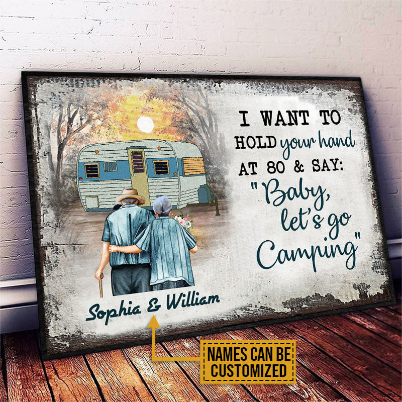 Personalized Camping Old Couple Hold Your Hand Custom Poster