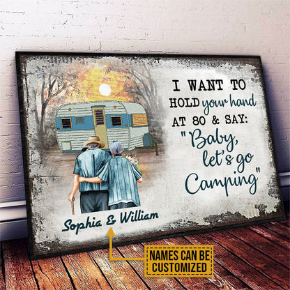 Personalized Camping Old Couple Hold Your Hand Custom Poster