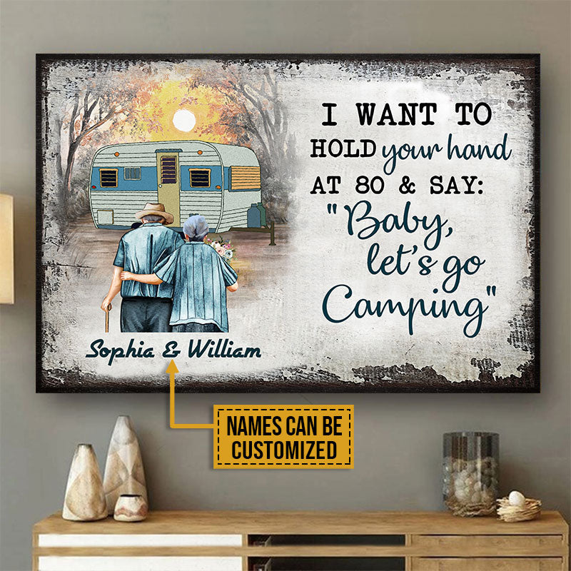 Personalized Camping Old Couple Hold Your Hand Custom Poster
