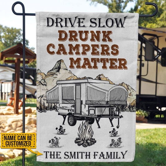Personalized Camping Popup Drunk Camper Customized Flag