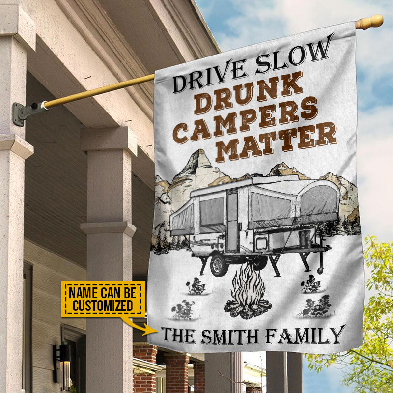 Personalized Camping Popup Drunk Camper Customized Flag