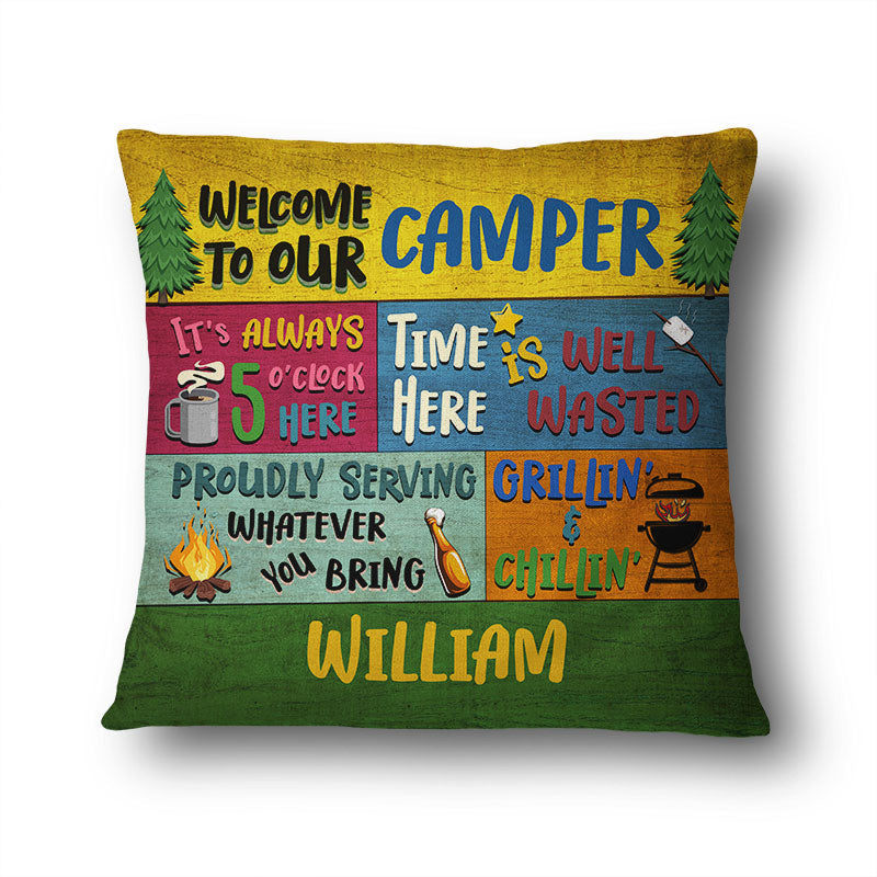 Personalized Camping Proudly Serving Custom Pillow, Camping Gift