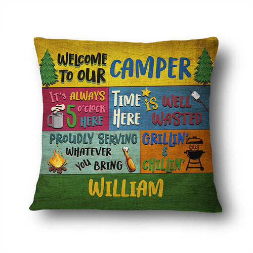 Personalized Camping Proudly Serving Custom Pillow, Camping Gift
