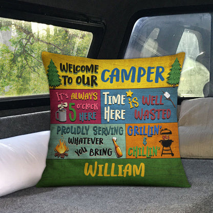 Personalized Camping Proudly Serving Custom Pillow, Camping Gift